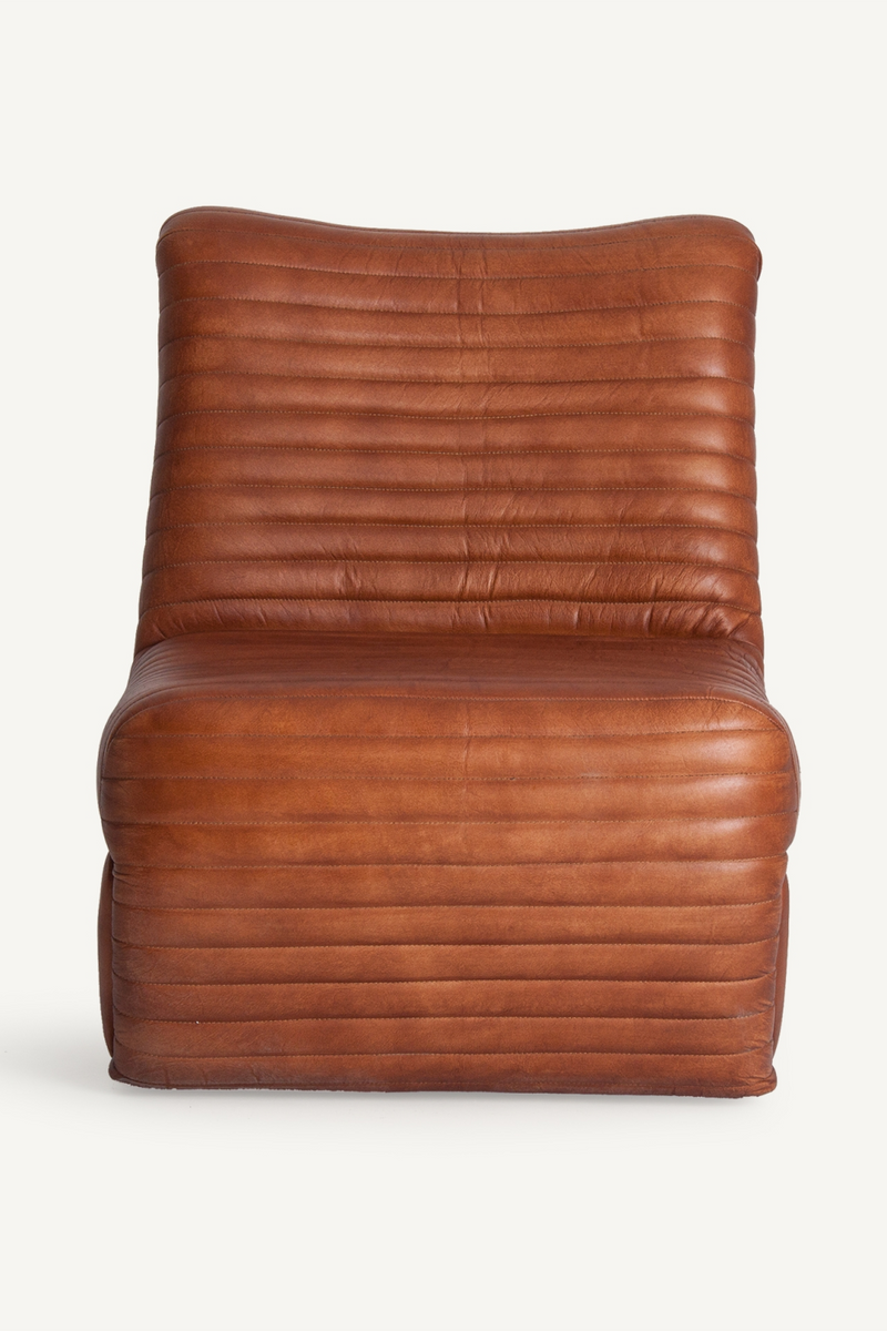 Brown Leather Chanelled Accent Chair | Vical Home Almstock | Oroatrade.com