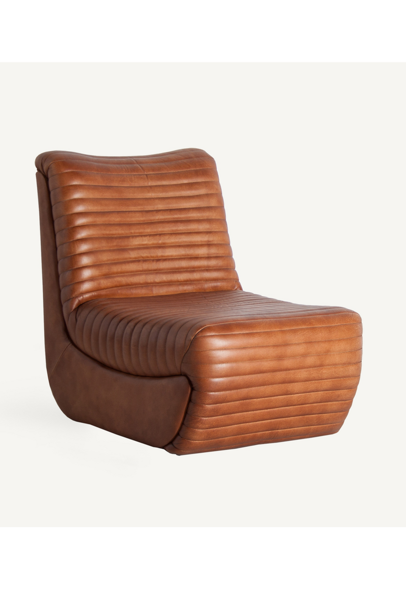 Brown Leather Chanelled Accent Chair | Vical Home Almstock | Oroatrade.com