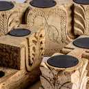 Carved Teak Wood Candle Holder | Vical Home Argeen