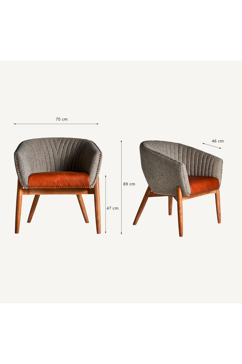 Gray Studded Barrel Armchair | Vical Home Neive | Oroatrade.com