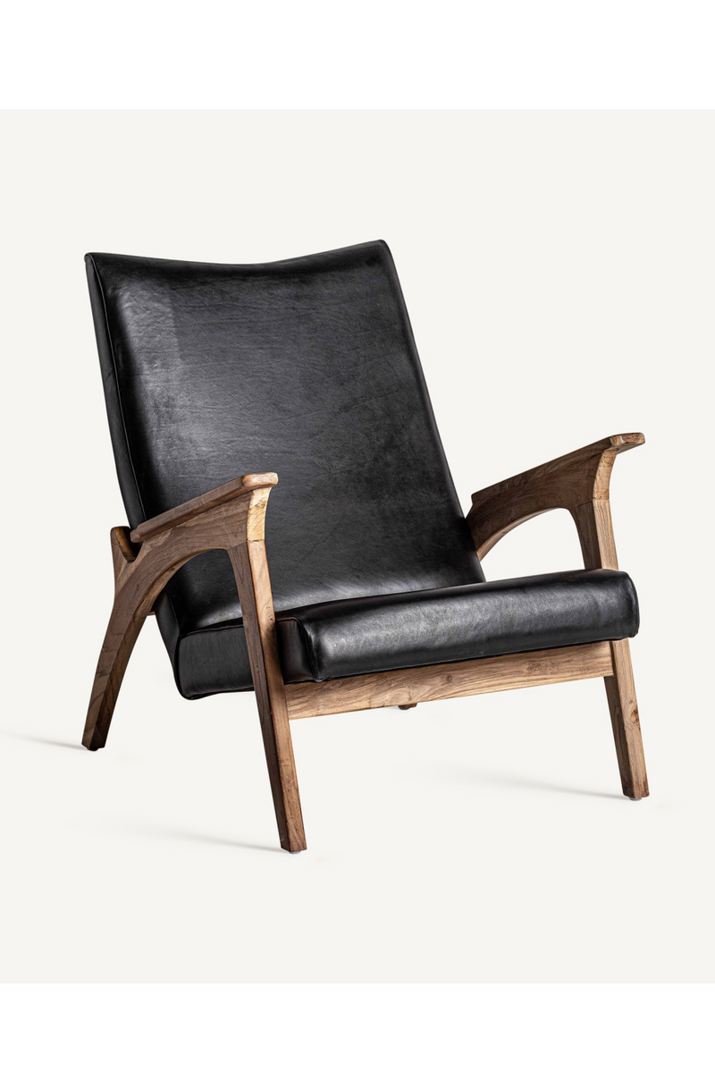 Black Leather Teak Accent Chair | Vical Home Crans | Oroatrade.com