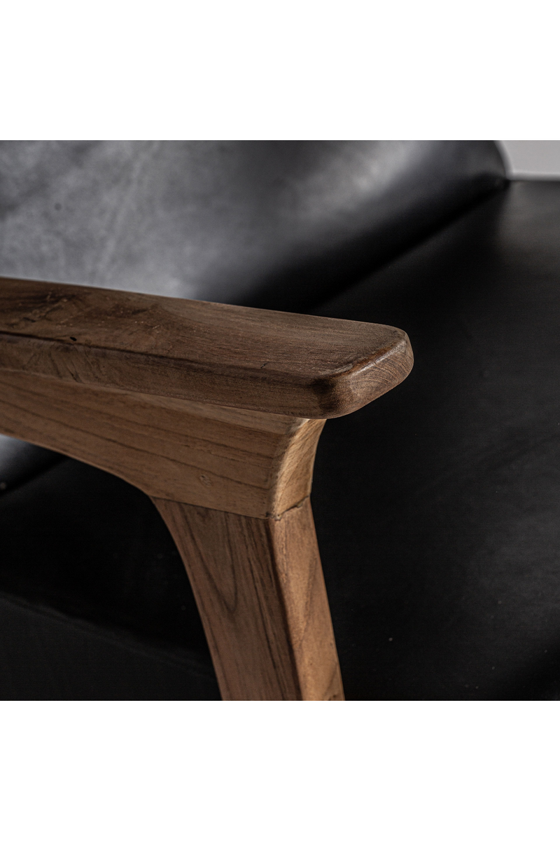 Black Leather Teak Accent Chair | Vical Home Crans | Oroatrade.com