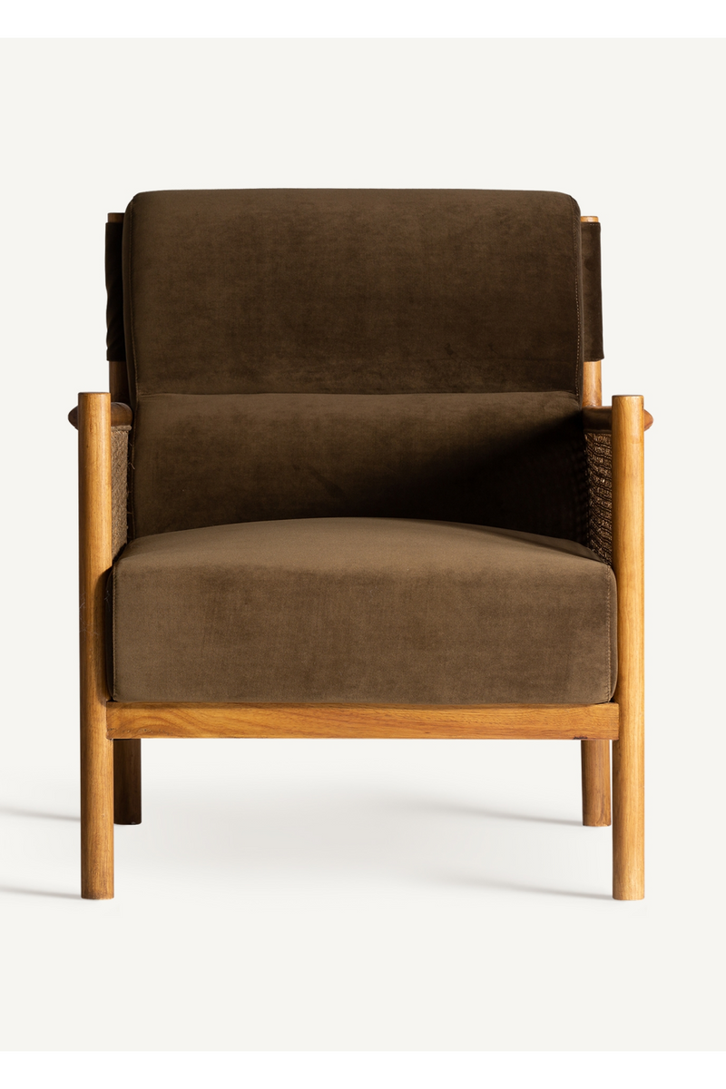 Brown Velvet Rattan Armchair | Vical Home Velburg | Oroatrade.com