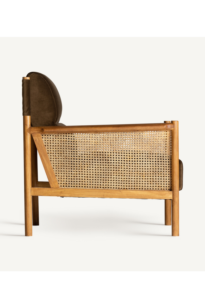 Brown Velvet Rattan Armchair | Vical Home Velburg | Oroatrade.com