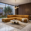 Brown Velvet Central Modular Sofa | Vical Home Shul