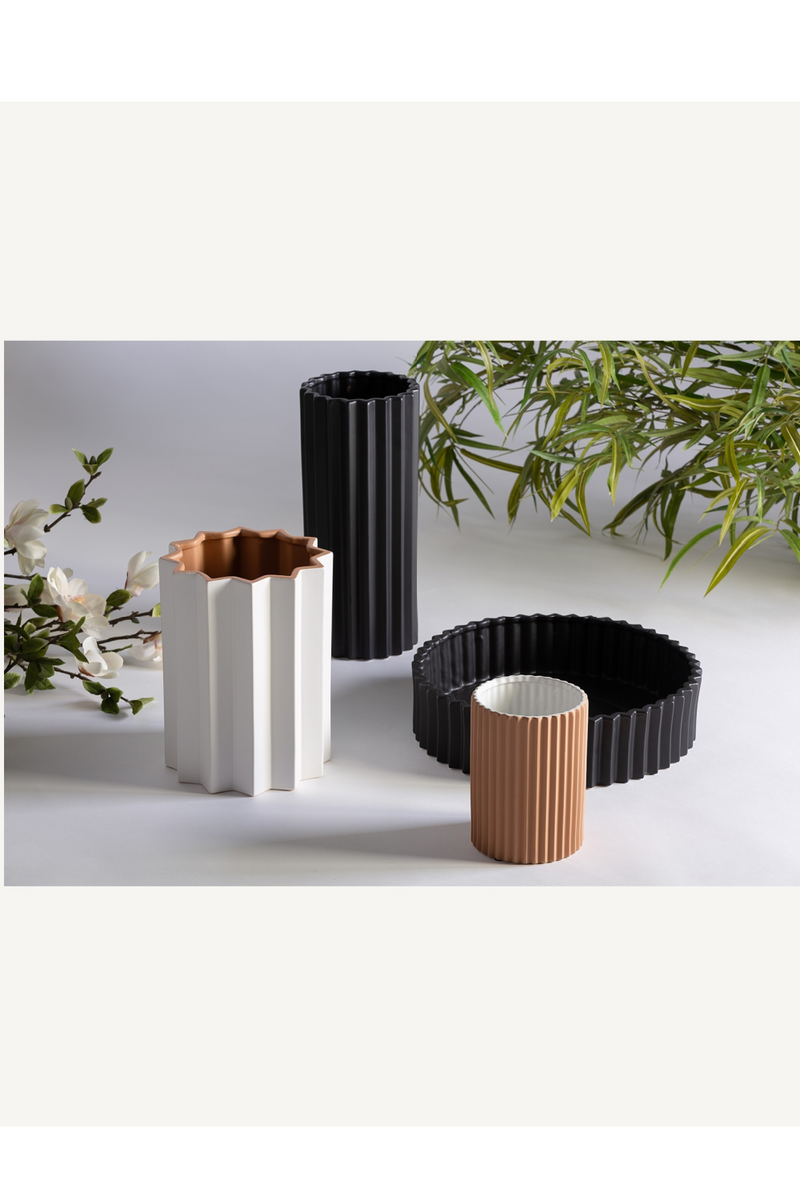 Black Stone Fluted Vase | Vical Home Plissé | Oroatrade.com