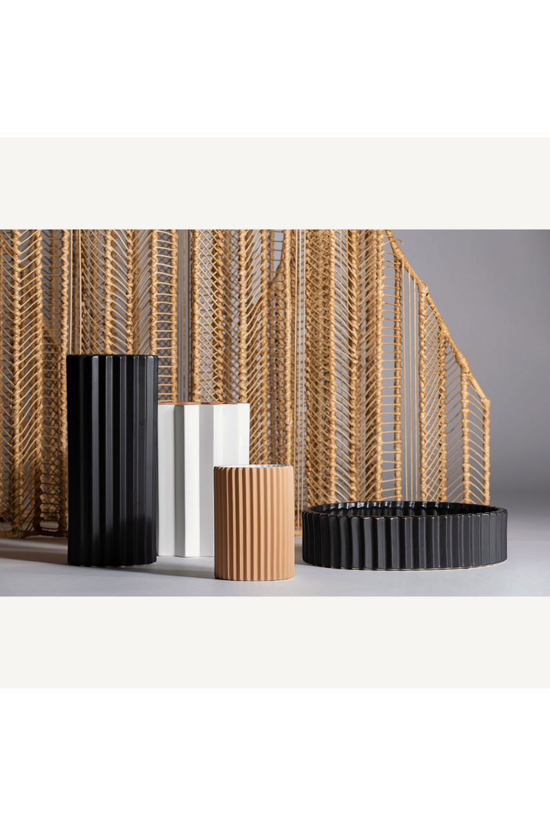 Black Stone Fluted Vase | Vical Home Plissé | Oroatrade.com