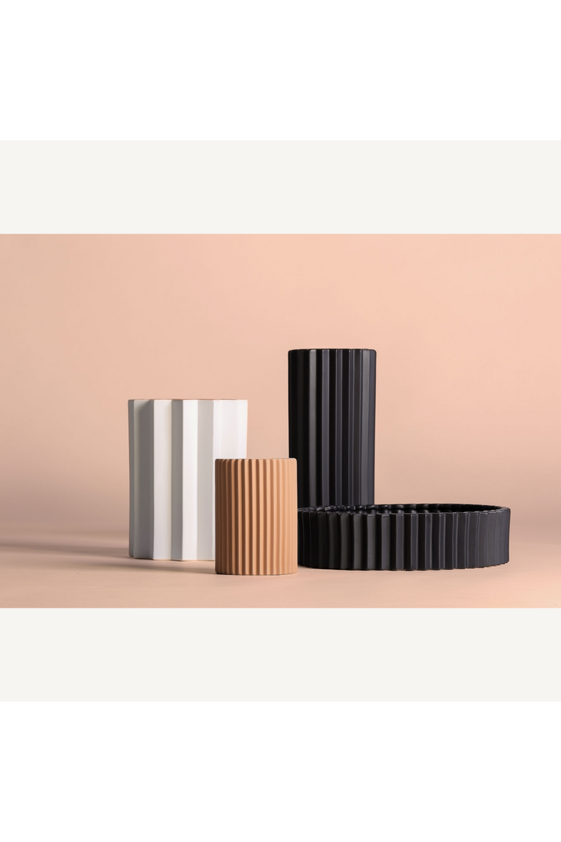 White Stone Fluted Vase | Vical Home Plissé | Oroatrade.com