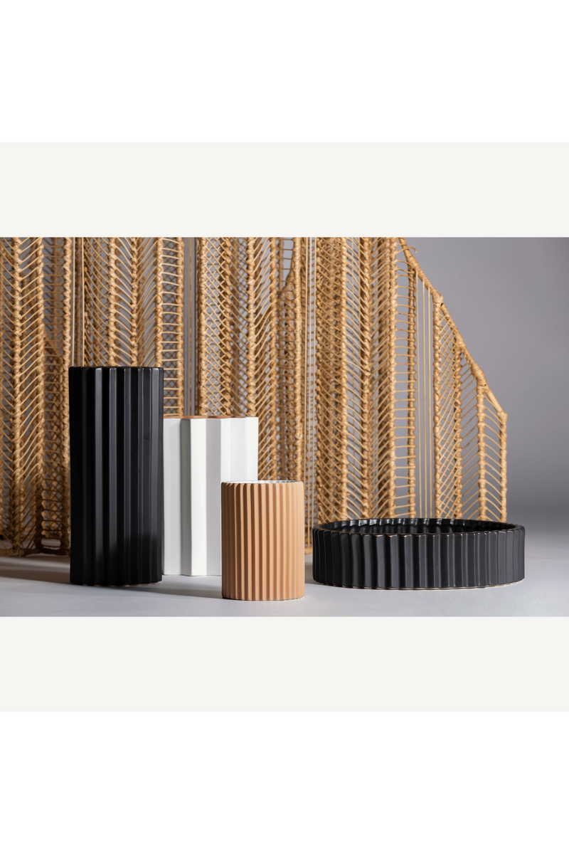 White Stone Fluted Vase | Vical Home Plissé | Oroatrade.com