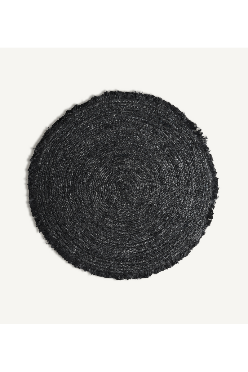 Black Jute Round Area Rug 5' x 5' | Vical Home Kisai | Oroatrade.com