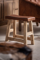 Brown Leather Seat Stool | Vical Home Vayor | Oroatrade.com