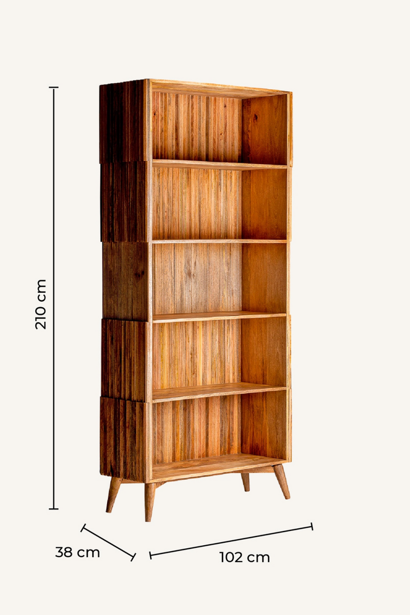 Mango Wood Slatted Bookcase | Vical Home Plisse | Oroatrade.com