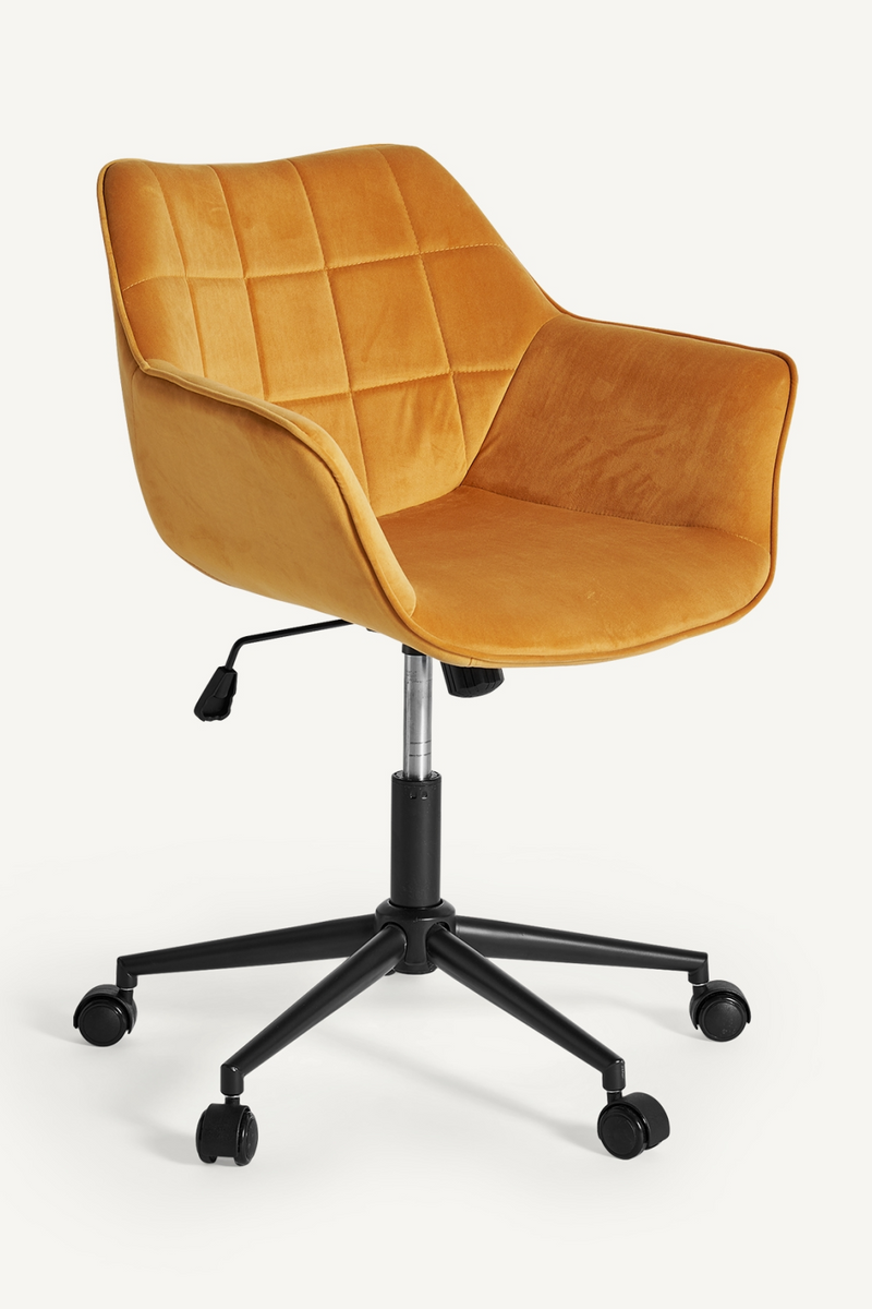 Yellow Velvet Swivel Desk Chair | Vical Home Blere | Oroatrade.com