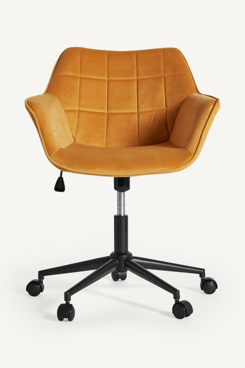 Yellow Velvet Swivel Desk Chair | Vical Home Blere | Oroatrade.com