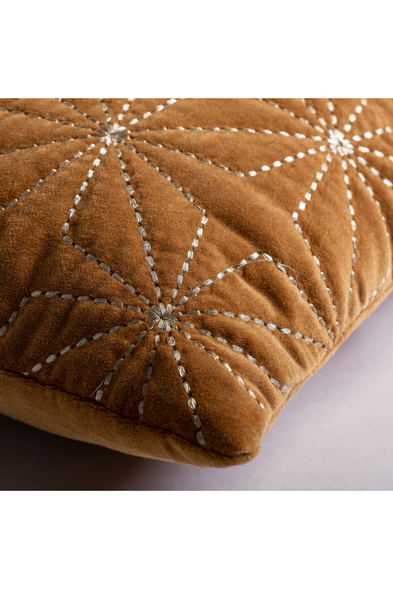 Embroidered Ocher Velvet Cushion | Vical Home Vilma | Oroatrade.com