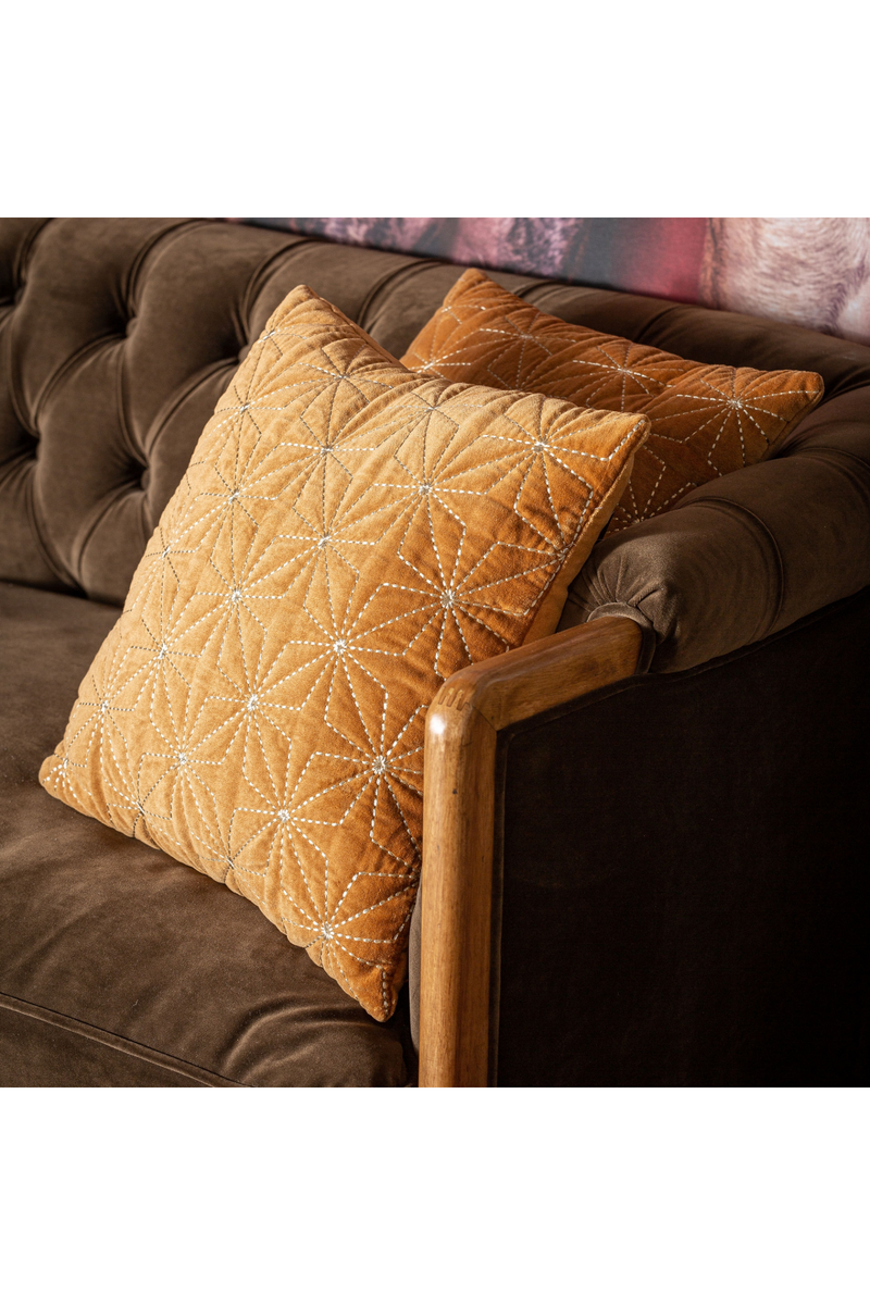 Embroidered Ocher Velvet Cushion | Vical Home Vilma | Oroatrade.com