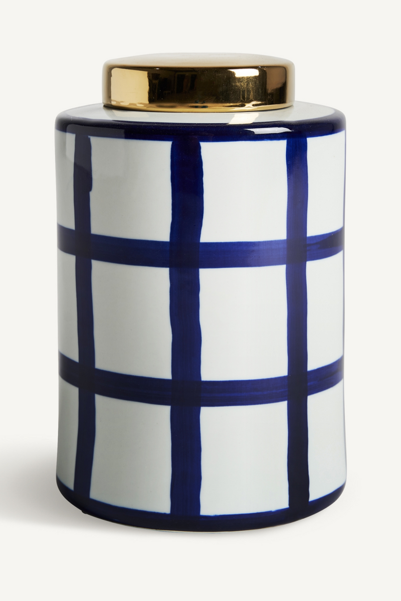 Blue Lined Ceramic Vase L | Vical Home Juno | Oroatrade.com