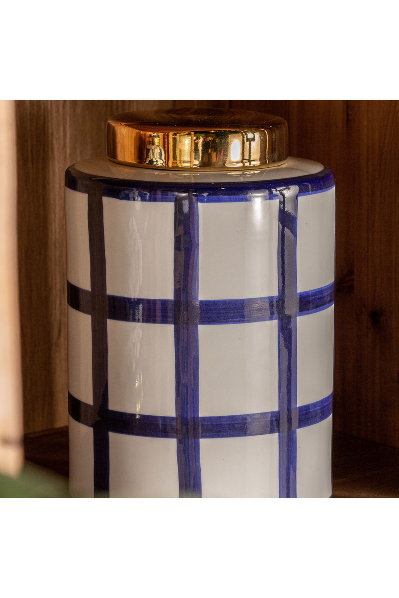 Blue Lined Ceramic Vase L | Vical Home Juno | Oroatrade.com