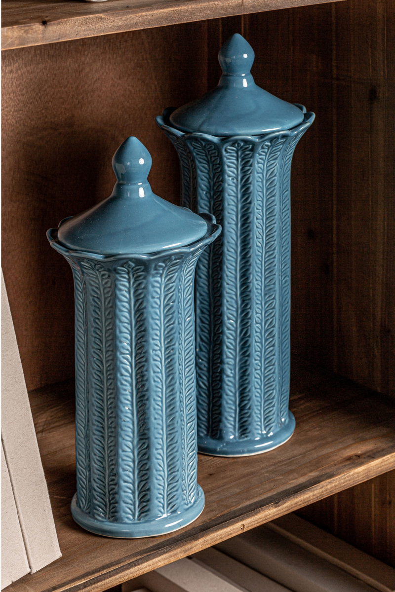 Blue Ceramic Leaves Vase S | Vical Home Zaea | Oroatrade.com