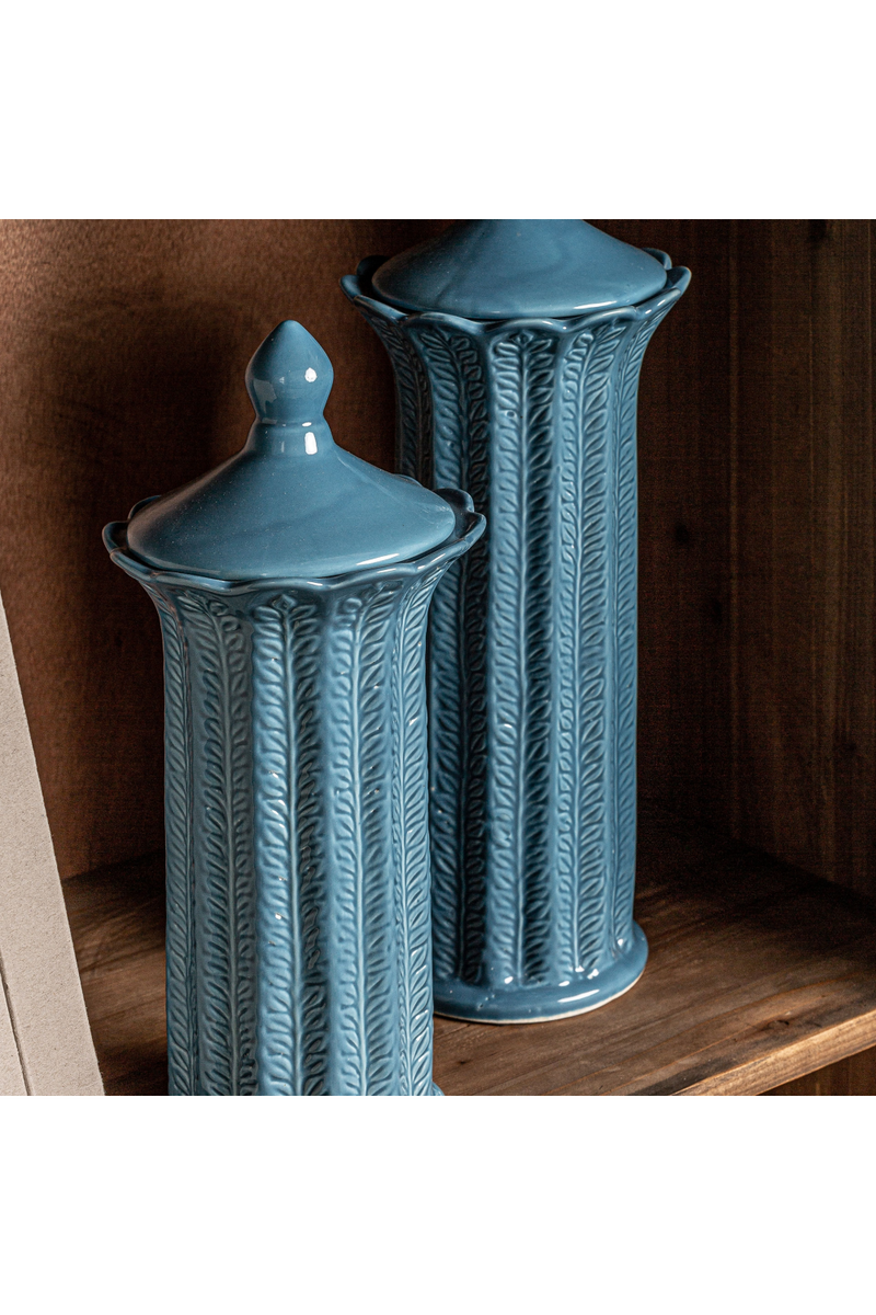 Blue Ceramic Leaves Vase S | Vical Home Zaea | Oroatrade.com