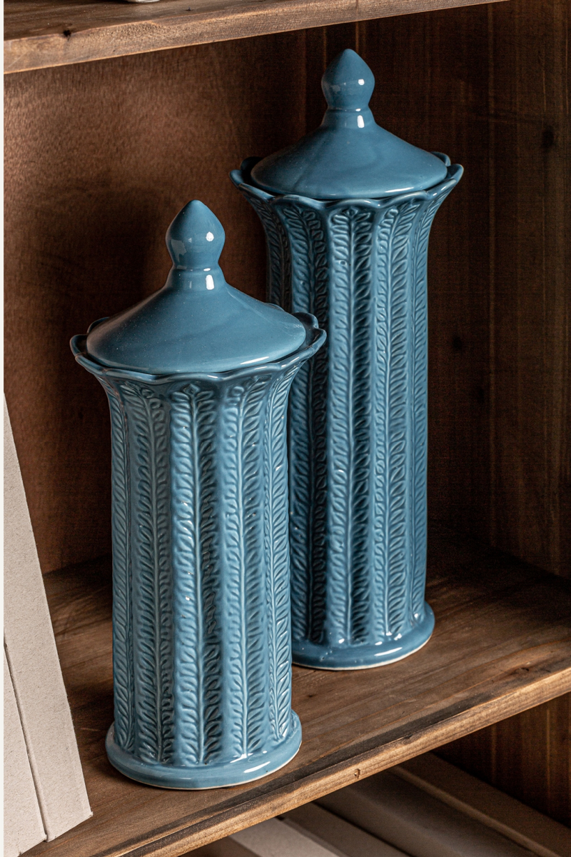 Blue Ceramic Leaves Vase L | Vical Home Zaea | Oroatrade.com