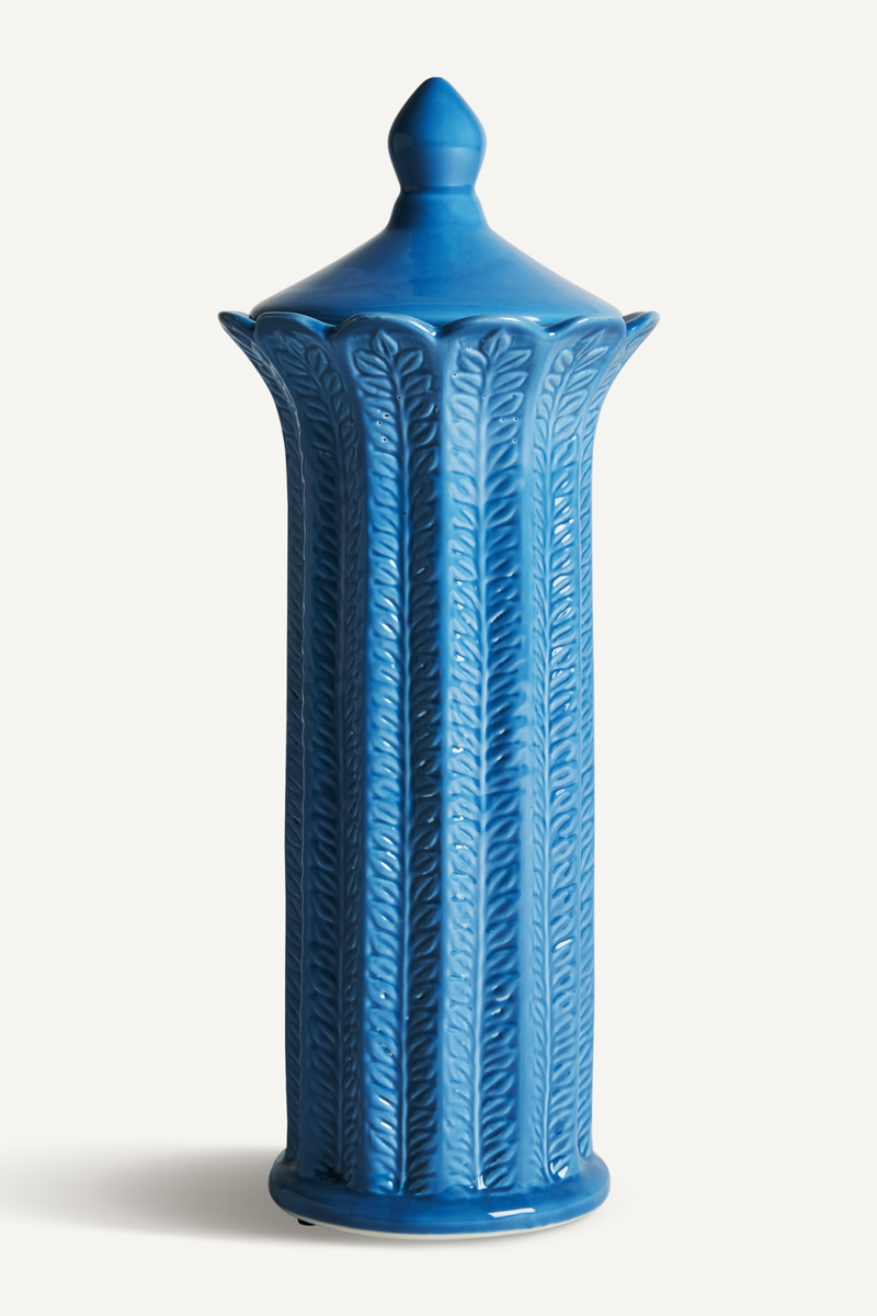 Blue Ceramic Leaves Vase L | Vical Home Zaea | Oroatrade.com