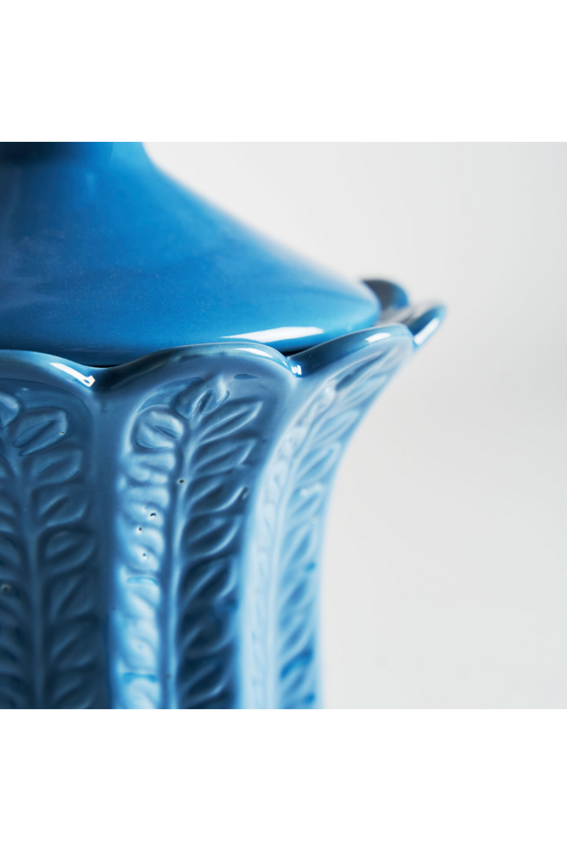 Blue Ceramic Leaves Vase L | Vical Home Zaea | Oroatrade.com