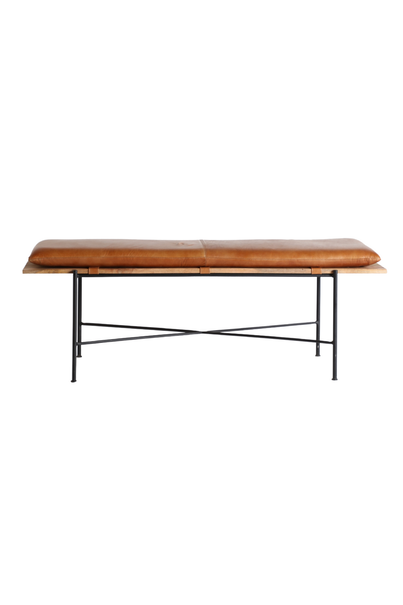 Brown Leather Seat Bench | Vical Home Dexter | Oroatrade.com