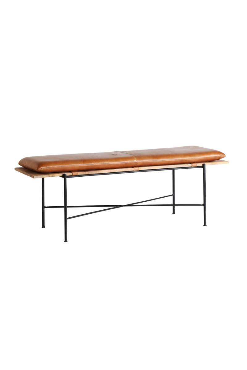 Brown Leather Seat Bench | Vical Home Dexter | Oroatrade.com