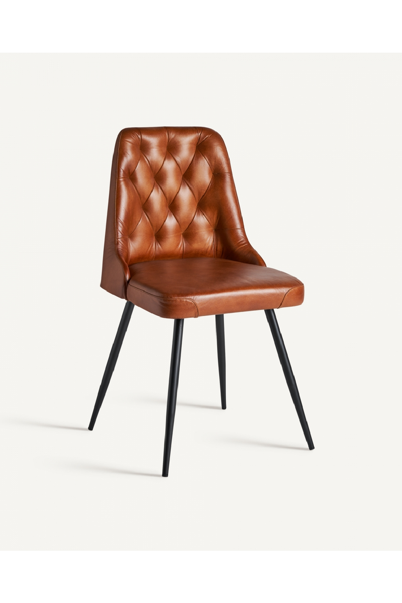 Brown Leather Tufted Accent Chair | Vical Home Dexter | Oroatrade.com