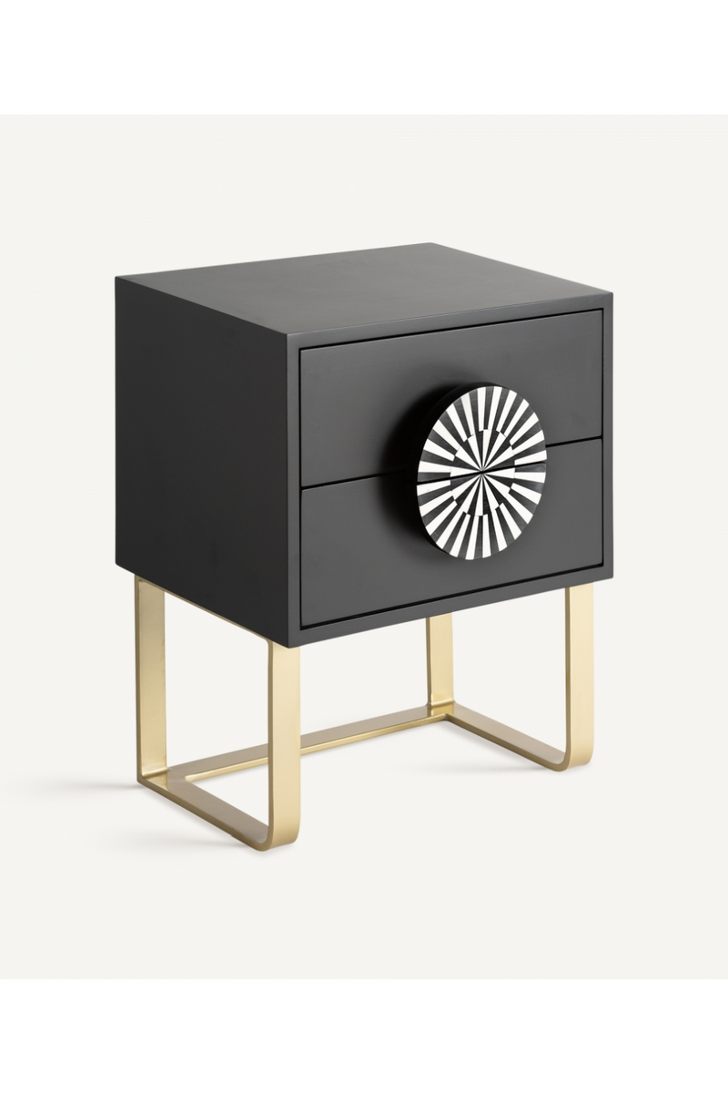 Black 2-Drawer Nightstand | Vical Home Gatsby | Oroatrade.com