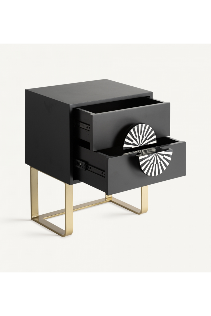 Black 2-Drawer Nightstand | Vical Home Gatsby | Oroatrade.com