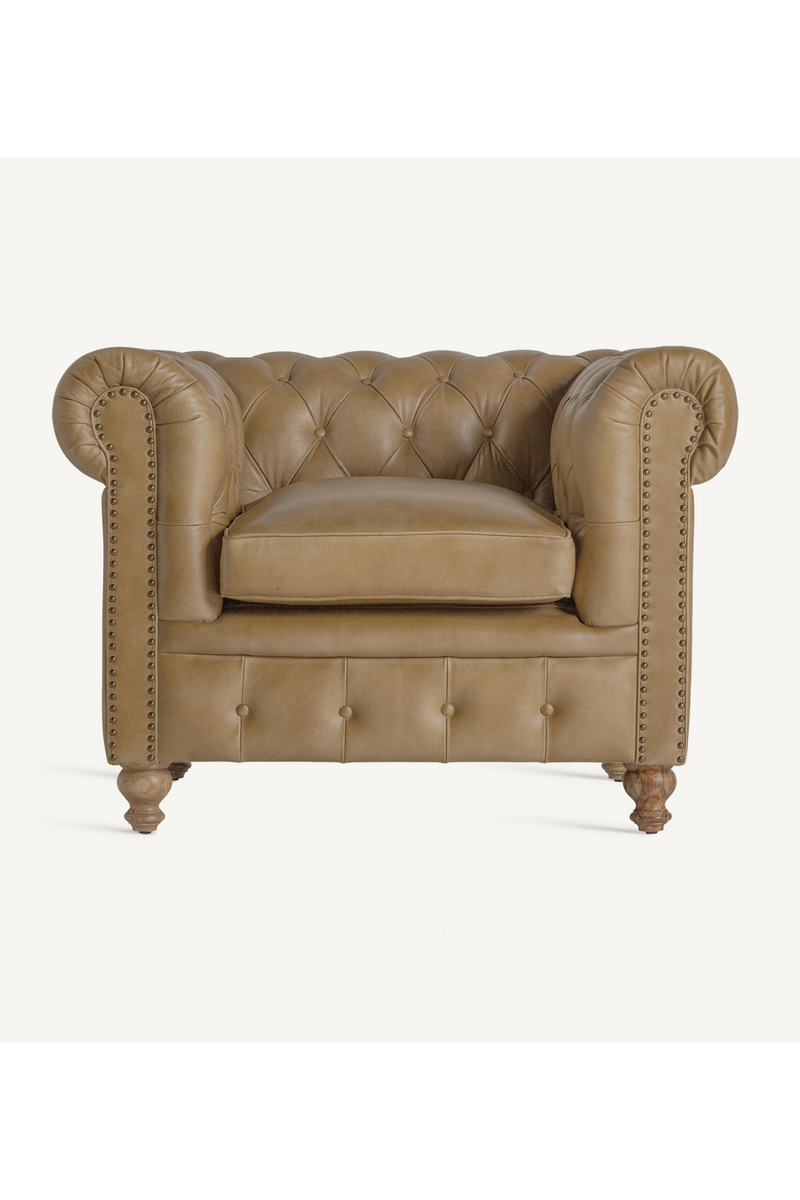 Brown Leather Tufted Armchair | Vical Home Elkins  | Oroatrade.com