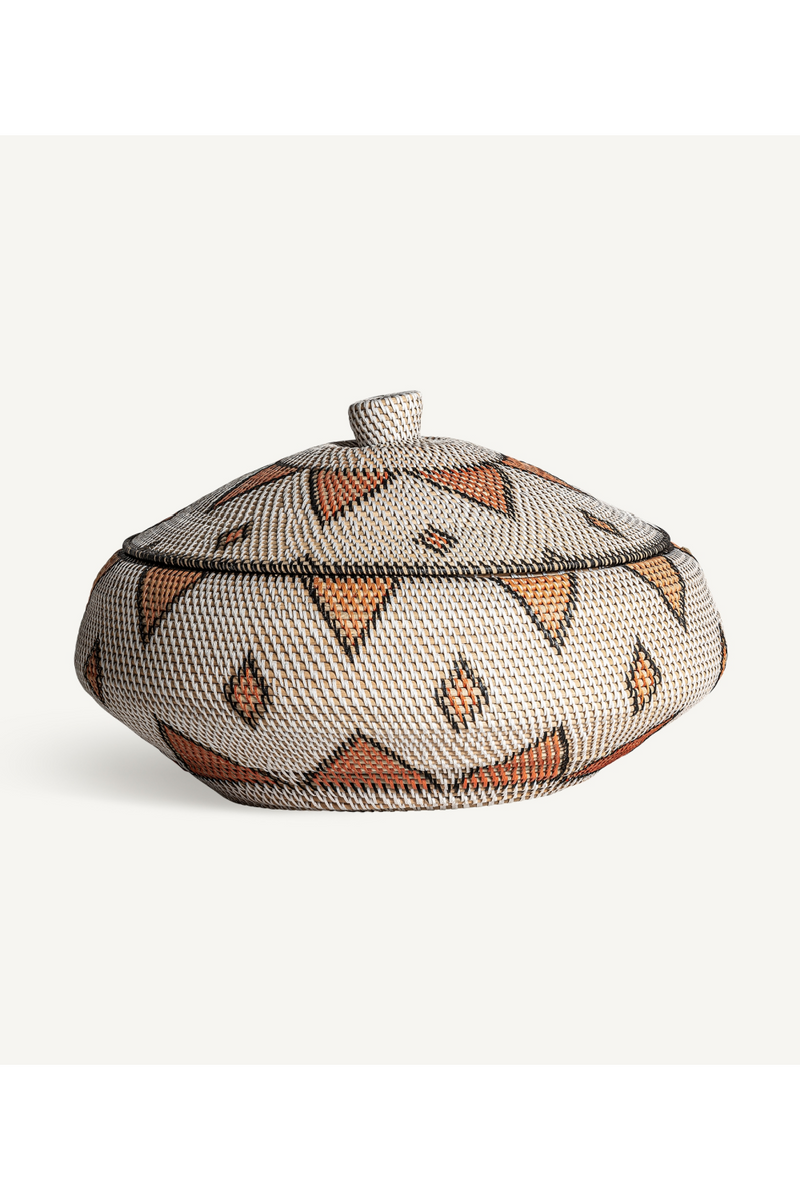 Patterned Rattan Lidded Vase | Vical Home Zirba | Oroatrade.com