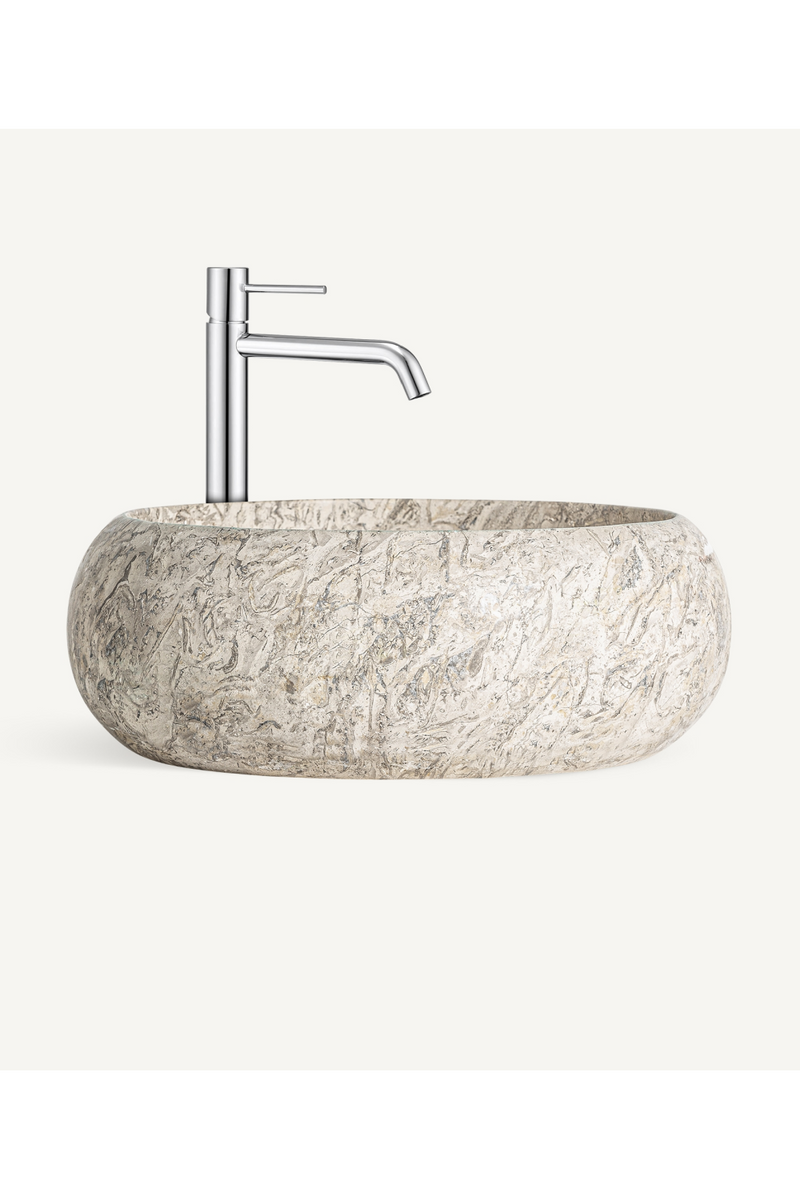 Gray Marble Round Bathroom Sink | Vical Home Spica | Oroatrade.com