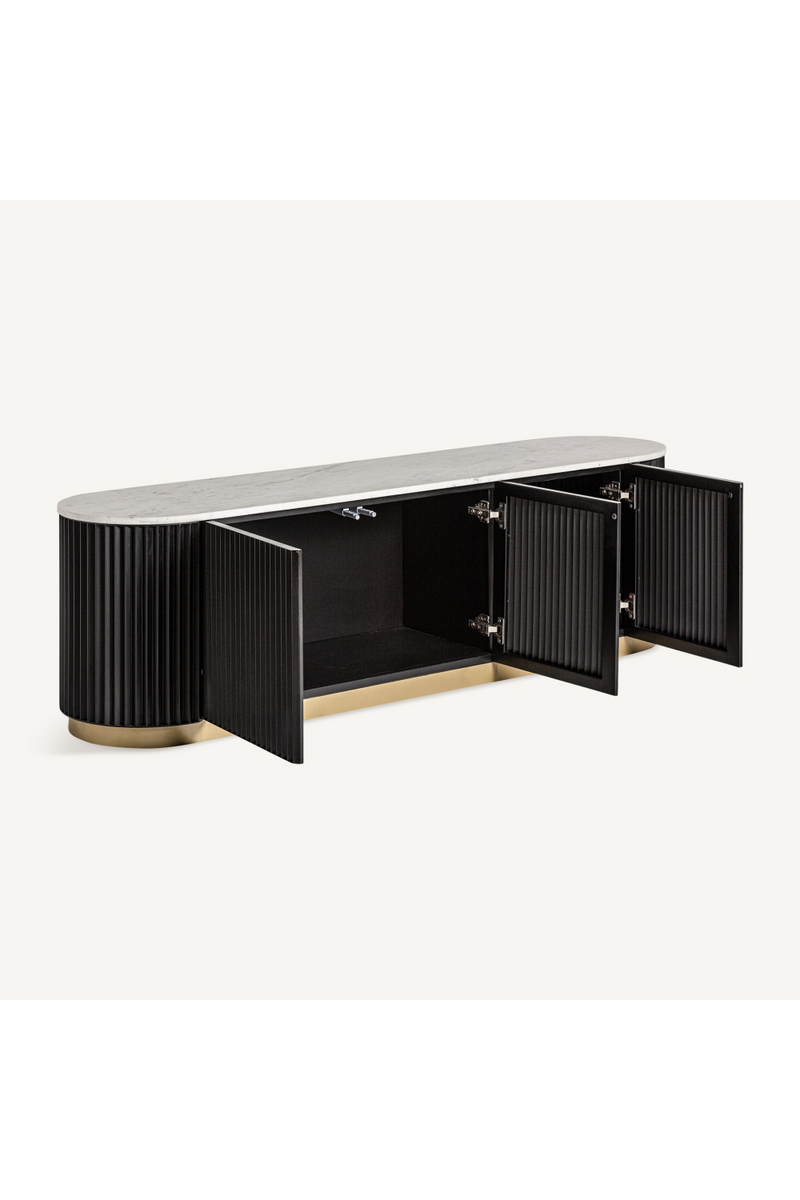 Black Fluted 4-Door Media Unit | Vical Home Bettingen | Oroatrade.com