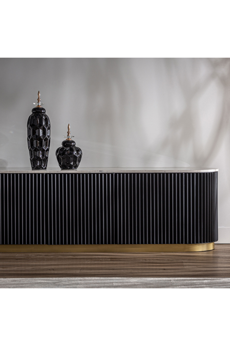 Black Fluted 4-Door Media Unit | Vical Home Bettingen | Oroatrade.com