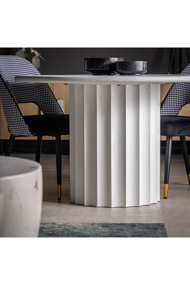 White Fluted Pedestal Dining Table | Vical Home Mulcey | Oroatrade.com