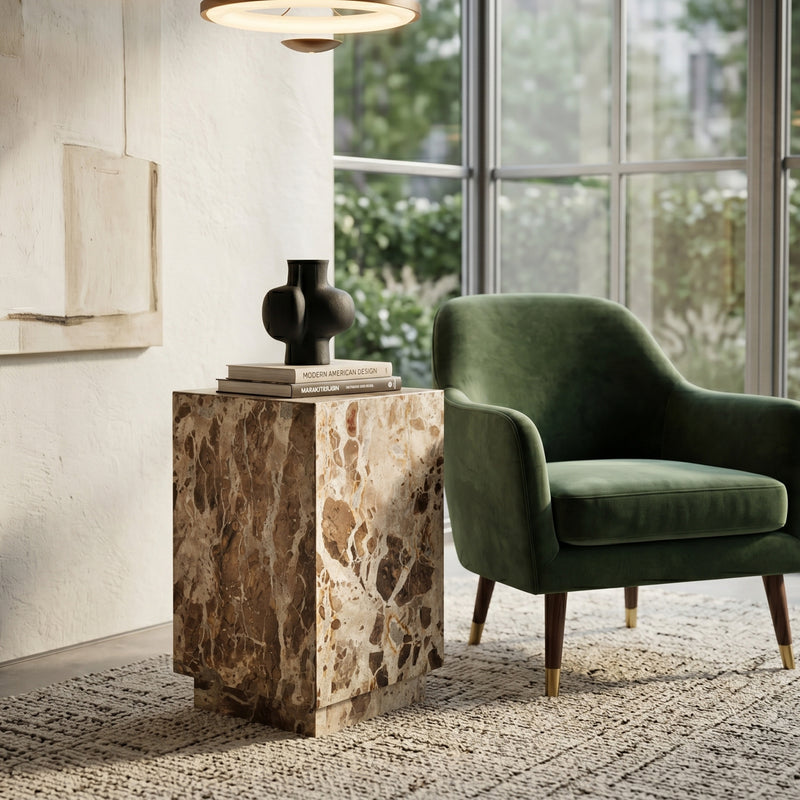 Beige Marble Side Table | Vical Home Grov | Oroa Trade