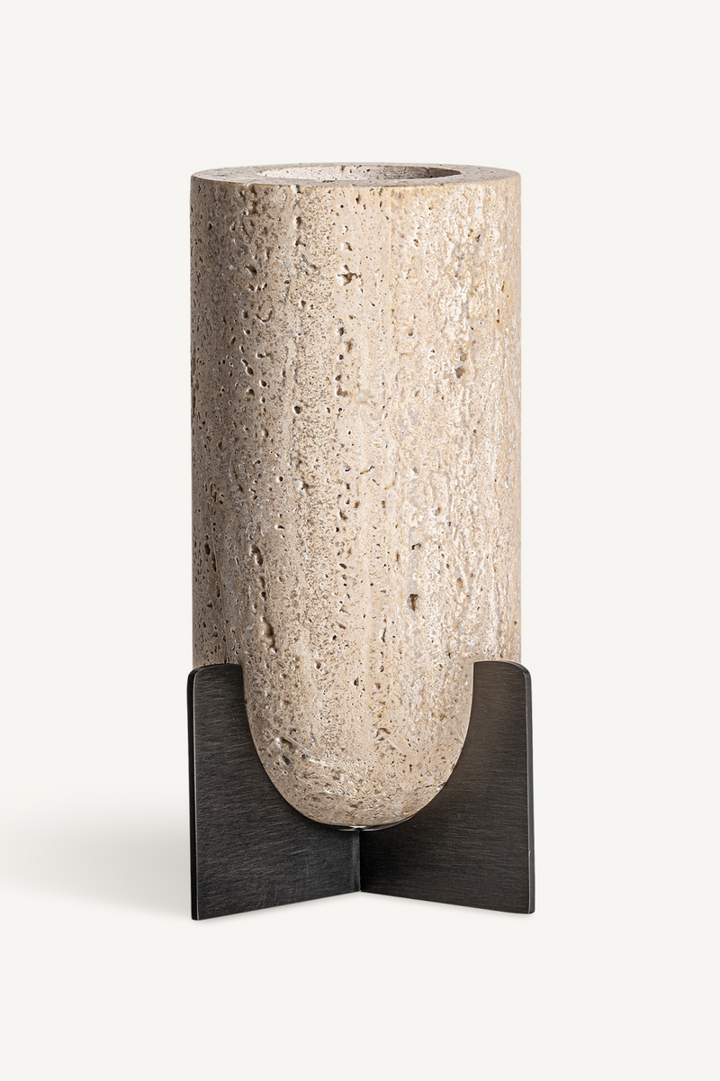 Beige Travertine Candle Holder | Vical Home Asher | Oroatrade.com