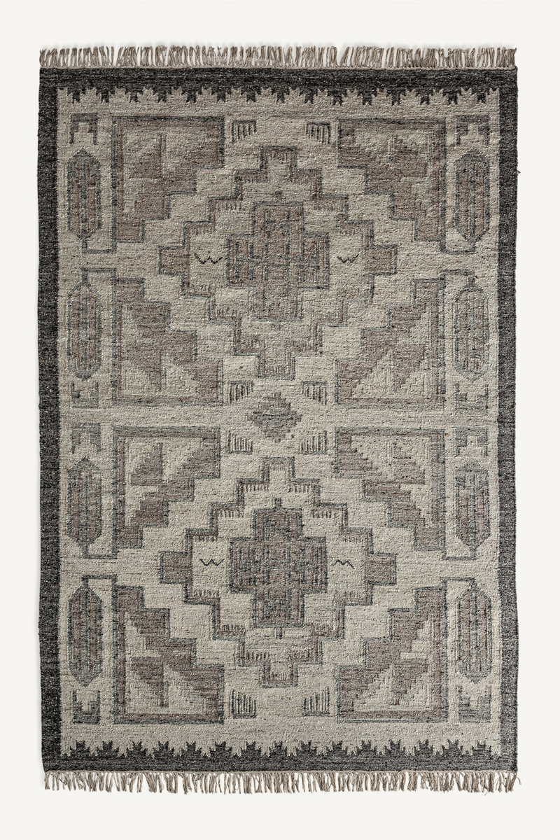 Gray Wool Fringed Rug 10' x 6'6" | Vical Home Kiara | Oroatrade.com