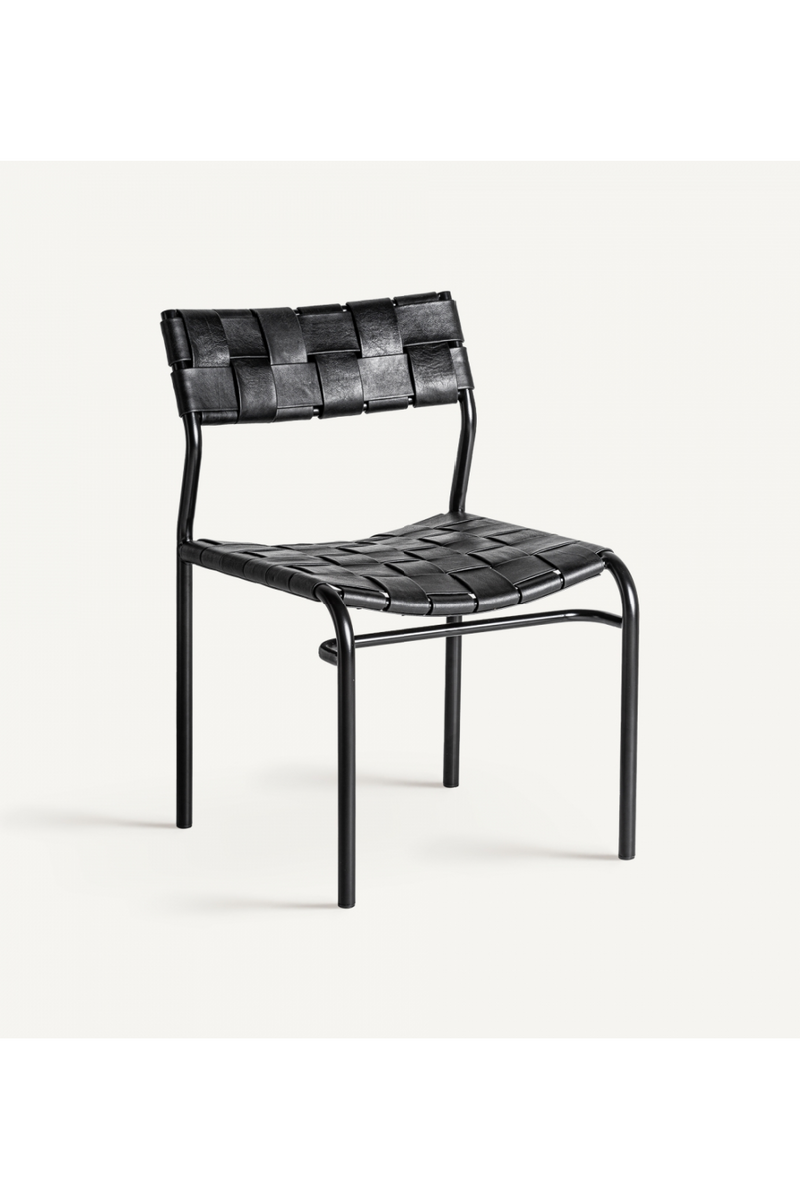 Woven Black Leather Accent Chair | Vical Home Franey | Oroatrade.com