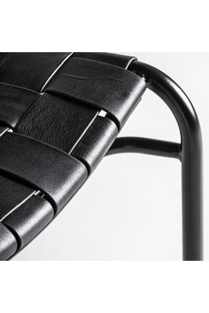 Woven Black Leather Dining Chair (2) | Vical Home Franey | Oroatrade.com