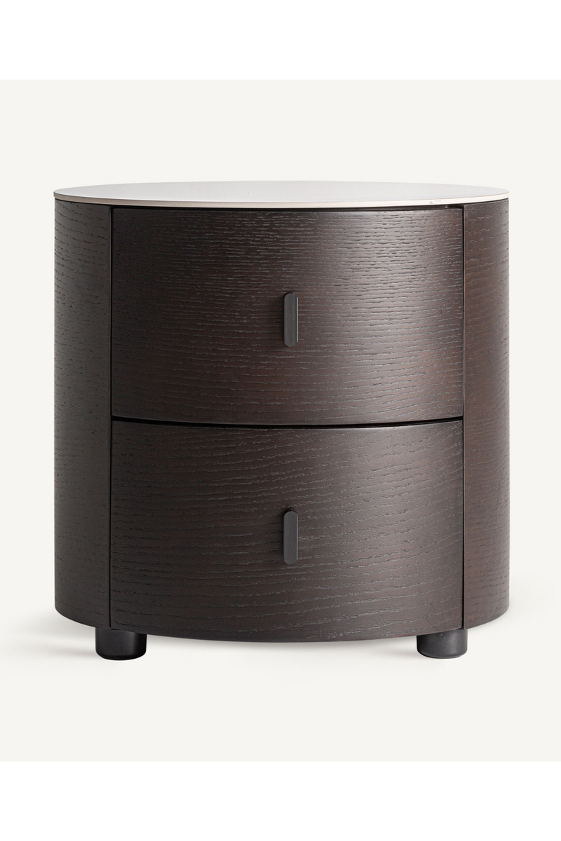 Brown Cylindrical 2-Drawer Nightstand | Vical Home Renchen | Oroatrade.com