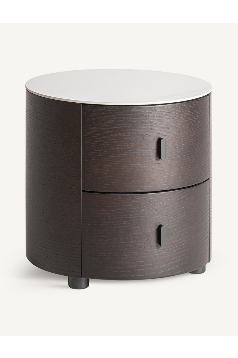 Brown Cylindrical 2-Drawer Nightstand | Vical Home Renchen | Oroatrade.com