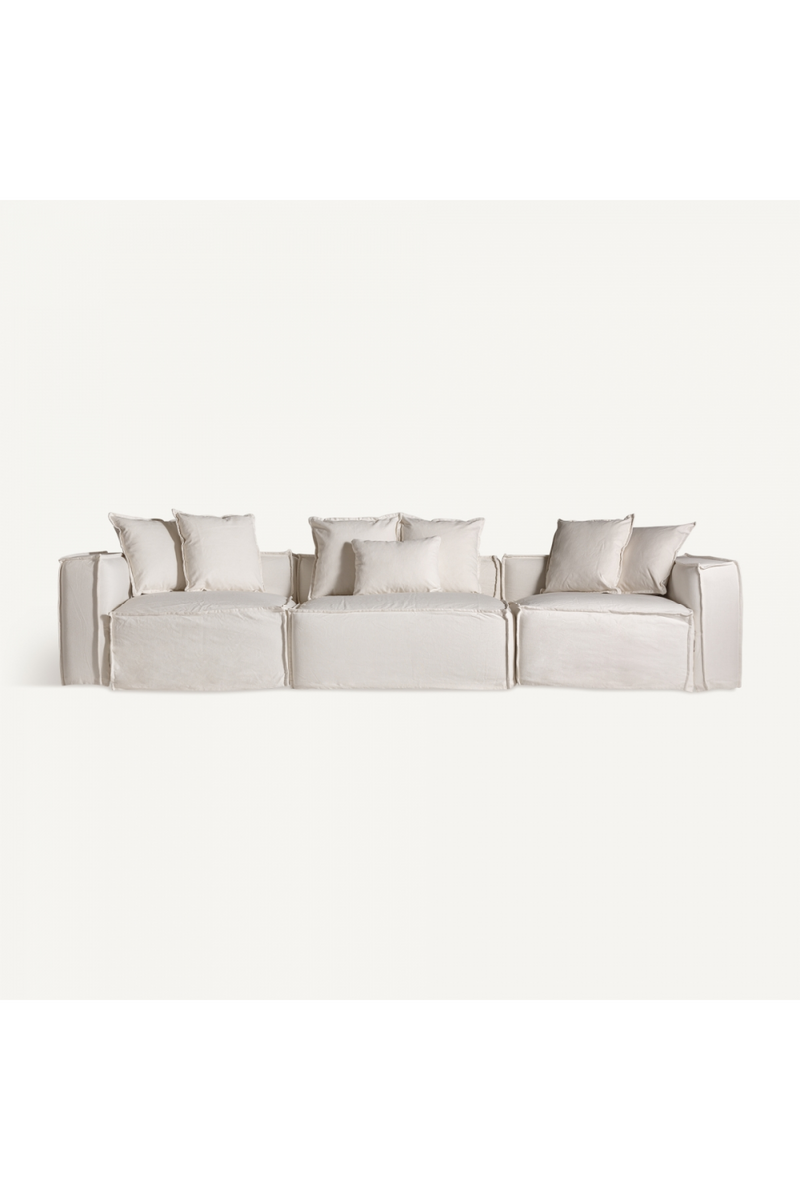 White Cotton Flanged Central Sofa | Vical Home Virolle | Oroatrade.com