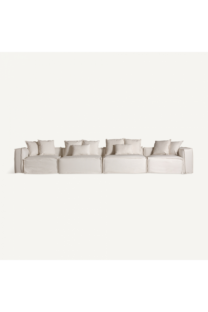 White Cotton Flanged Central Sofa | Vical Home Virolle | Oroatrade.com