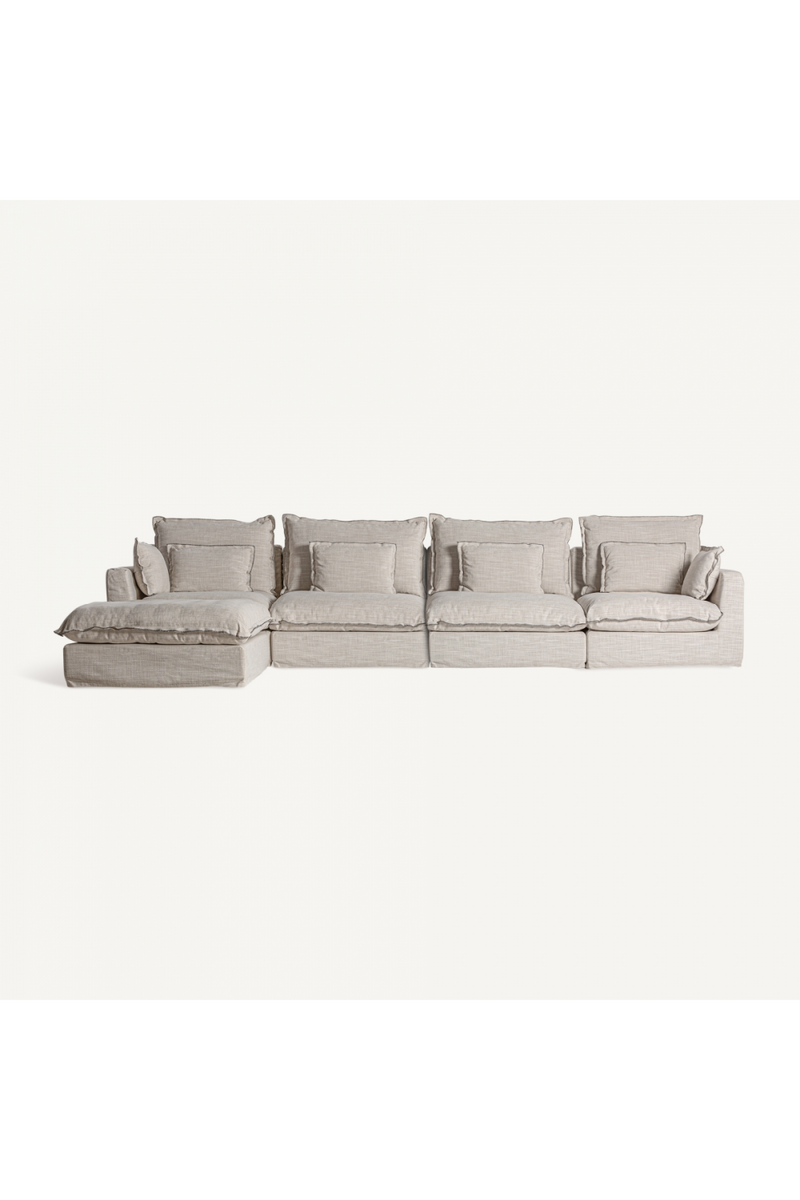 Off White Flanged Ottoman | Vical Home Bief | Oroatrade.com