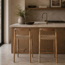 Hospitality furniture - Brown Teak Curved Counter Stool - www.oroatrade.com