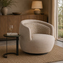 Hospitality furniture - Beige Chenille Swivel Chair - www.oroatrade.com